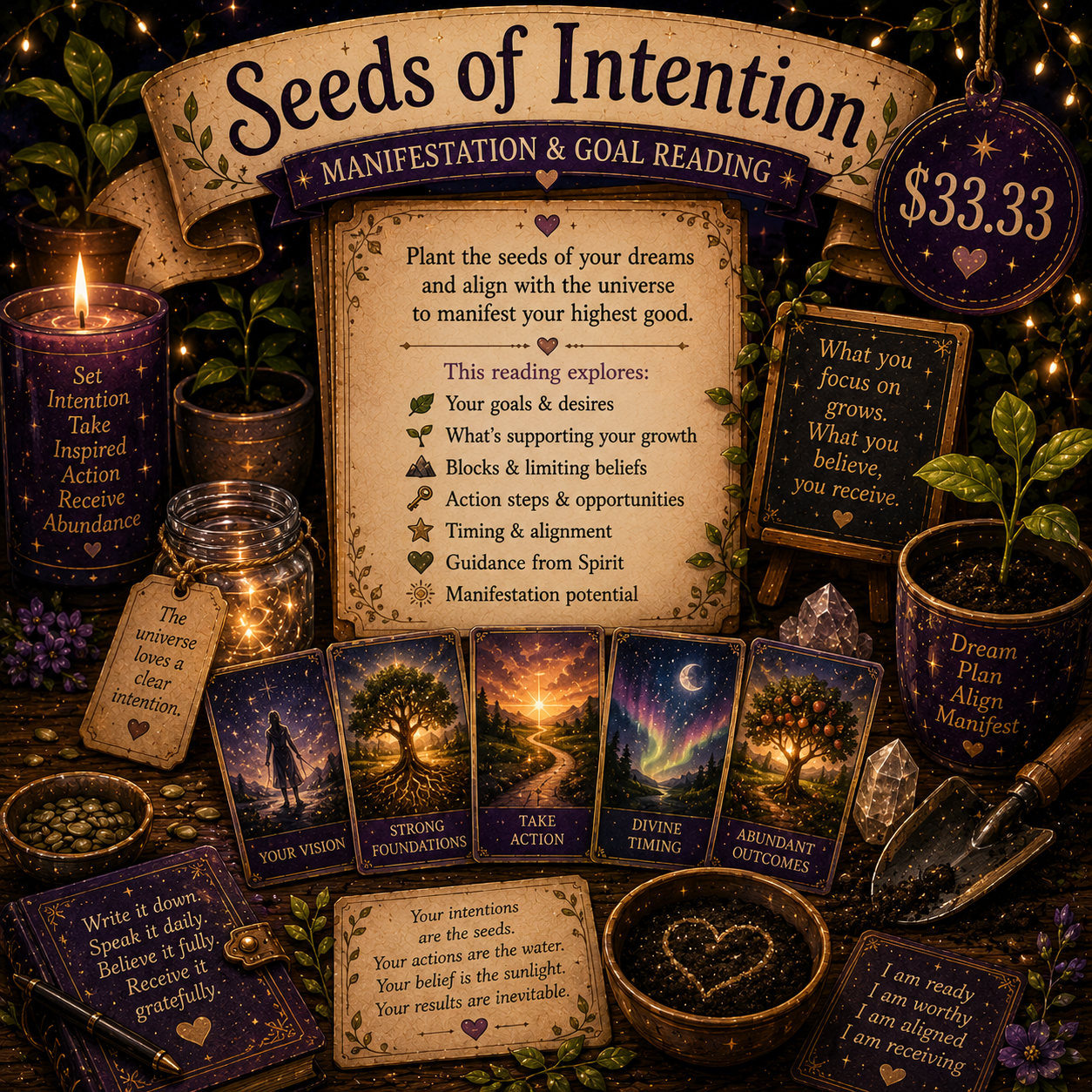🌿 Seeds of Intention — Manifestation & Goal Reading