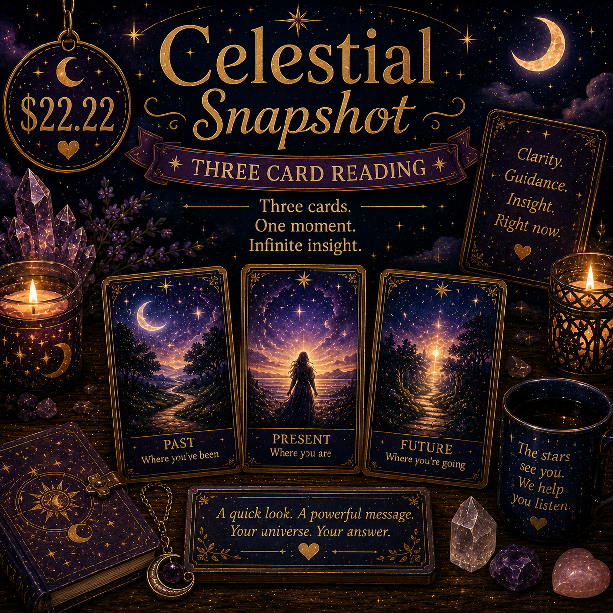 ✨ Celestial Snapshot — Three Card Reading