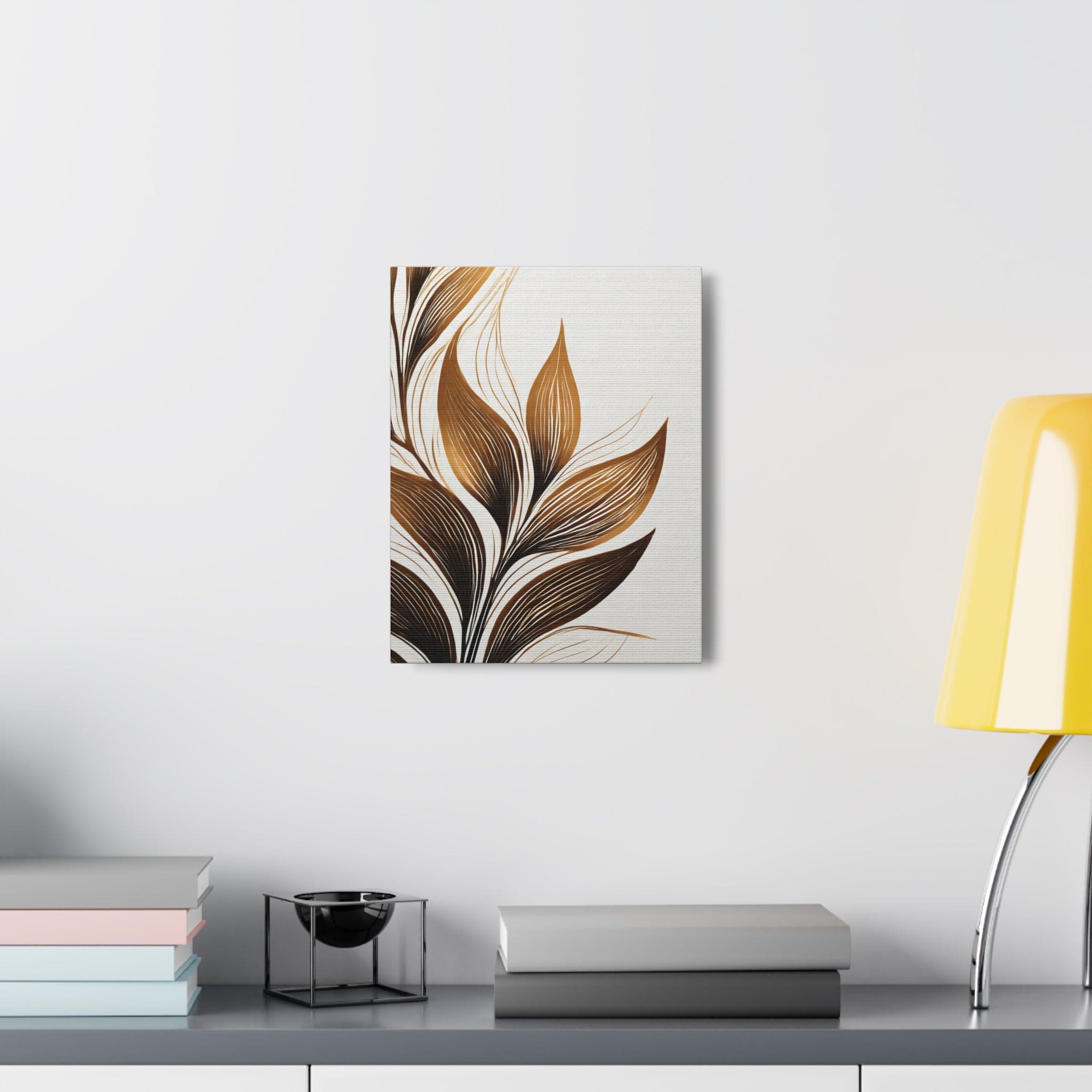 Wall Art Decor - Canvas Print Artwork - Floral Brown Line Art Print